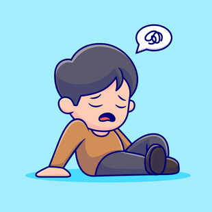 摔倒男孩表情痛苦