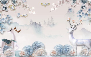 梦幻雪景中的灵动小鹿