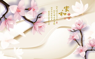 中式古风桃花装饰背景图