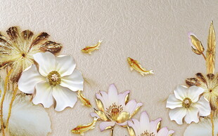 金白花卉立体装饰画