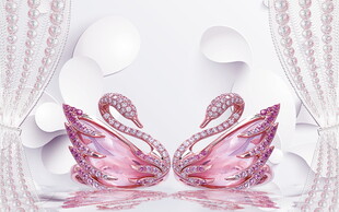 粉色水晶天鹅饰品摆件