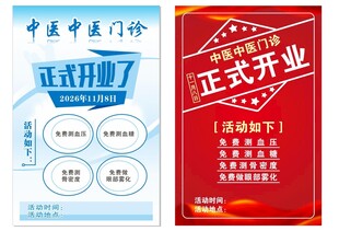 中医门诊盛大开业海报
