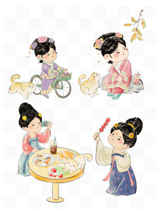 古风少女日常趣味场景