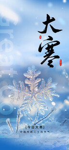 大寒节气唯美插画场景