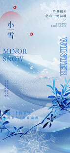 小雪节气插画冰雪景致