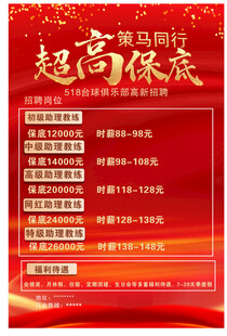 红色台球招聘海报