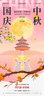 传统中秋佳节月圆国风插画海报