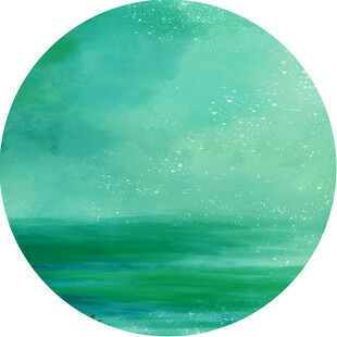 圆形梦幻绿海水彩背景图