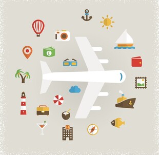 飞机与旅行元素图标集合