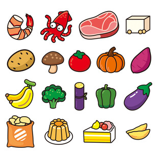 食材图标食物线性插画