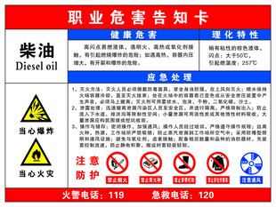 柴油职业危害告知卡