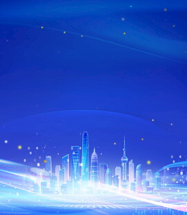 梦幻蓝色科技感城市夜景