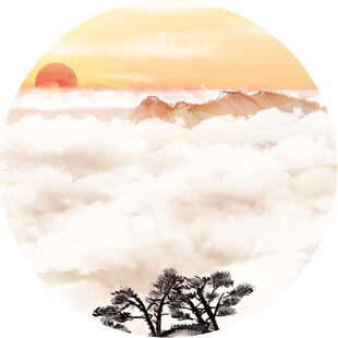 云海日出下的孤松美景