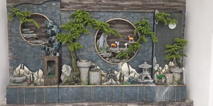 中式绿植装饰墙面景观