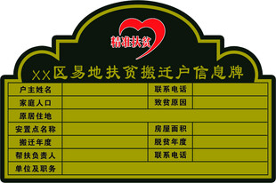 扶贫拆迁户信息牌