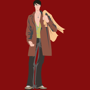 时尚男士手持外套造型图