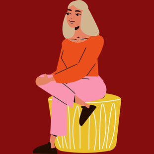 坐着的时尚女性插画