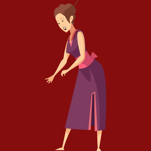 优雅女子身着传统服饰起舞