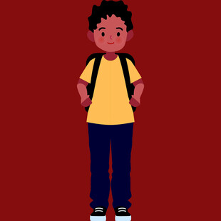 背着书包的小男孩