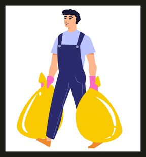 男子手提两大袋物品