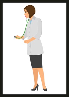 女医生手持听诊器