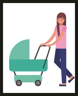 女子推婴儿车出行