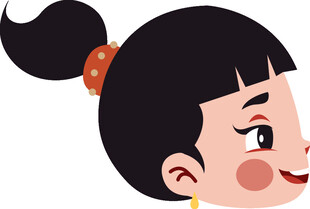 扎马尾的俏皮卡通女孩