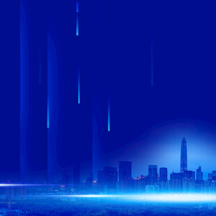 蓝色科技风城市夜景背景图