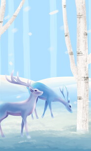 雪地中的梦幻双鹿