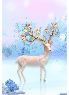 梦幻冰雪中的仙鹿