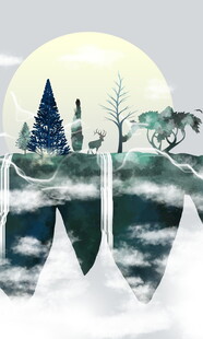 梦幻冬夜山林雪景图
