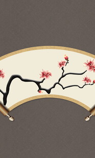 中式梅花扇形装饰画