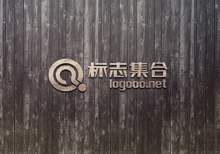 木质背景上的标志集合
