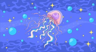 卡通水母插画