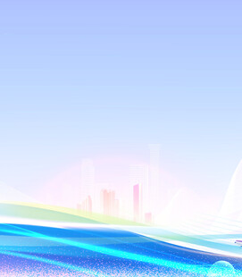 梦幻城市海浪风景插画