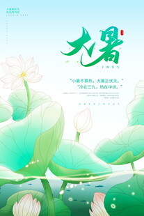 大暑时节清新荷花背景图