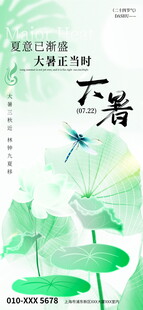 水墨风荷叶蜻蜓插画