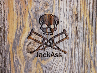 木质背景上的JackAss标志