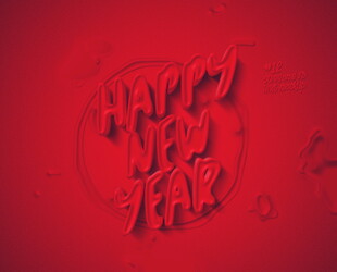 红色新年立体文字图案