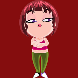 俏皮卡通女孩双手抱胸