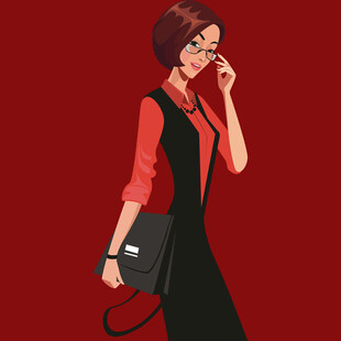 时尚职场女性手持包打电话