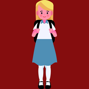背着书包的金发女学生