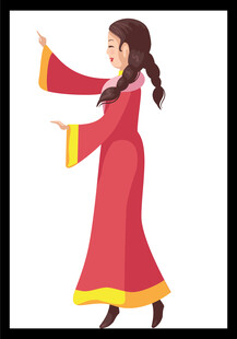 红衣女子优雅舞蹈姿态