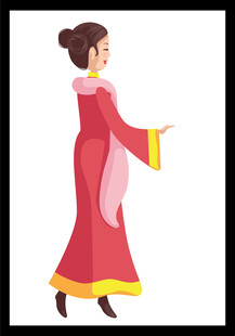 古典红衣女子优雅转身