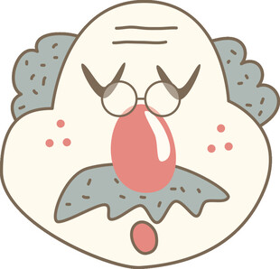 卡通小丑面部表情插画