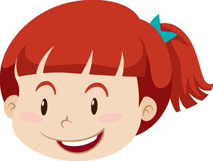 红发扎辫微笑小女孩