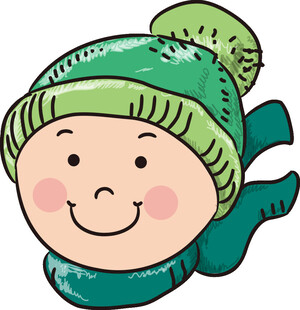 戴绿帽微笑的可爱卡通小孩