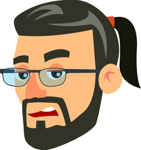 扎马尾戴眼镜的男性头像
