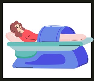 女子使用躺式水疗设备