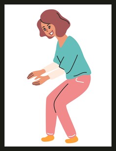 弯腰伸手的女性
